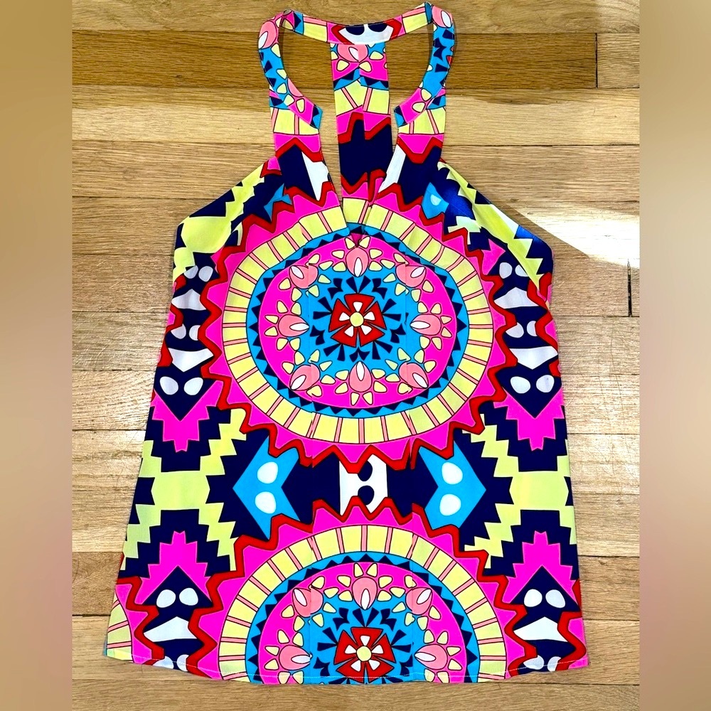 ANNIE GRIFFIN Women's Sz XS Mollie Tank Top Racerback Kaleidoscope